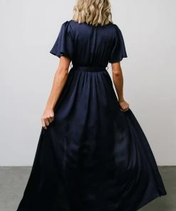 BB Custom Sicily Satin Maxi Dress | Navy