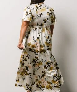 BB Custom Sicily Satin Maxi Dress | Off White Floral