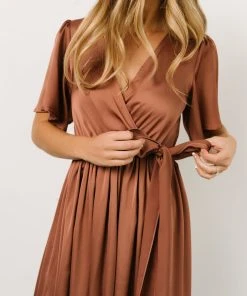 BB Custom Sicily Satin Maxi Dress | Rosy Brown