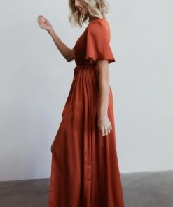 BB Custom Sicily Satin Maxi Dress | Rust