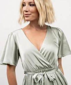 BB Custom Sicily Satin Maxi Dress | Sage