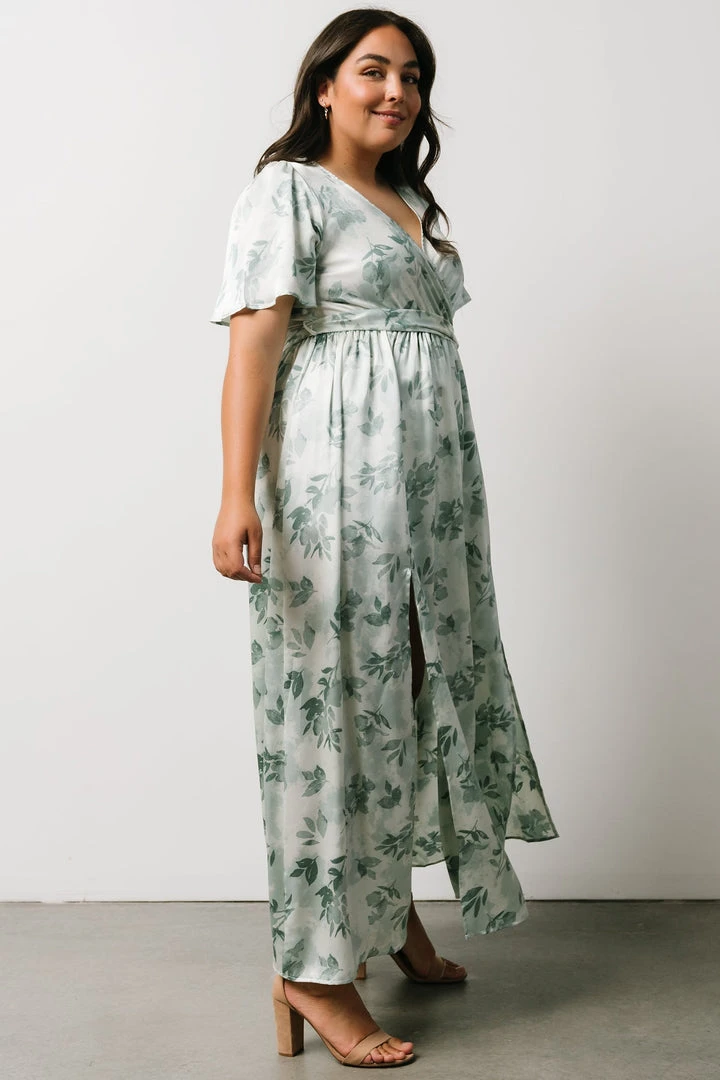 BB Custom Sicily Satin Maxi Dress | Sage Floral Dresses 8 BB Custom Sicily Satin Maxi Dress | Sage Floral Dresses