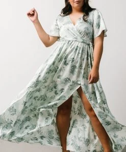 BB Custom Sicily Satin Maxi Dress | Sage Floral Dresses 30 BB Custom Sicily Satin Maxi Dress | Sage Floral Dresses