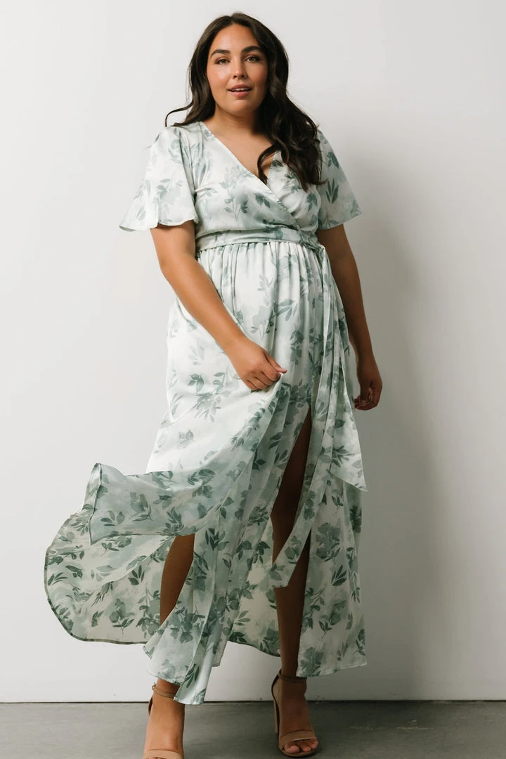 BB Custom Sicily Satin Maxi Dress | Sage Floral Dresses 16 BB Custom Sicily Satin Maxi Dress | Sage Floral Dresses