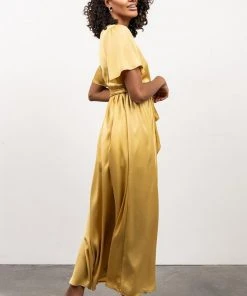 BB Custom Sicily Satin Maxi Dress | Yellow Dresses
