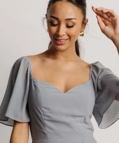 BB Custom Sierra Sweetheart Maxi Dress | Dusty Blue