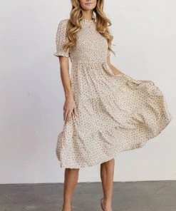 HAY Skylar Smocked Midi Dress | Yellow Floral