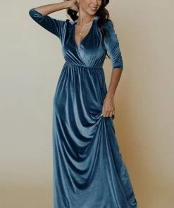BB Custom Sofia Velvet Maxi Dress | Blue Dresses