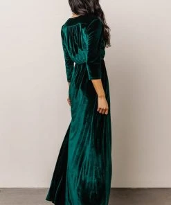 BB Custom Dresses Sofia Velvet Maxi Dress | Emerald