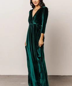 BB Custom Dresses Sofia Velvet Maxi Dress | Emerald