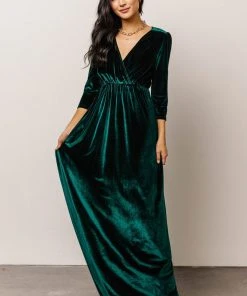BB Custom Dresses Sofia Velvet Maxi Dress | Emerald