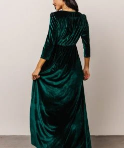 BB Custom Dresses Sofia Velvet Maxi Dress | Emerald
