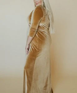 BB Custom Sofia Velvet Maxi Dress | Gold