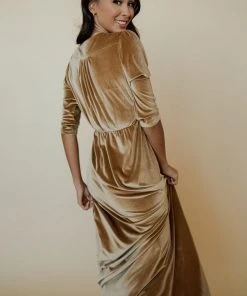 BB Custom Sofia Velvet Maxi Dress | Gold