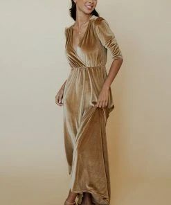 BB Custom Sofia Velvet Maxi Dress | Gold