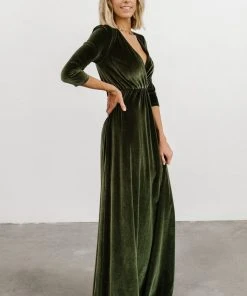 BB Custom Dresses Sofia Velvet Maxi Dress | Olive
