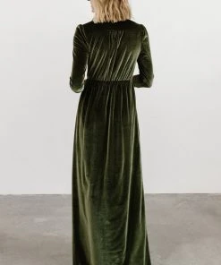 BB Custom Dresses Sofia Velvet Maxi Dress | Olive