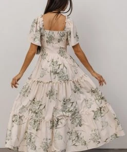 BB Custom Southampton Smocked Maxi Dress | Sage Floral Maxi Dresses