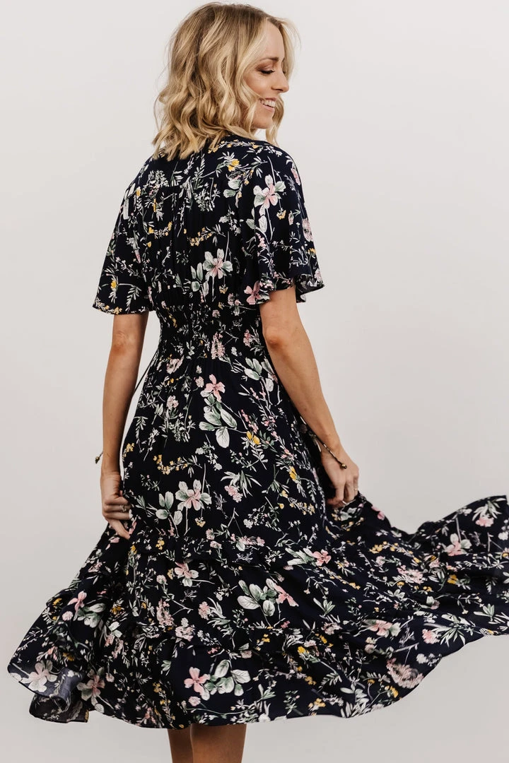 BB Custom Dresses Spell Boho Midi Dress | Navy Floral 4 BB Custom Dresses Spell Boho Midi Dress | Navy Floral
