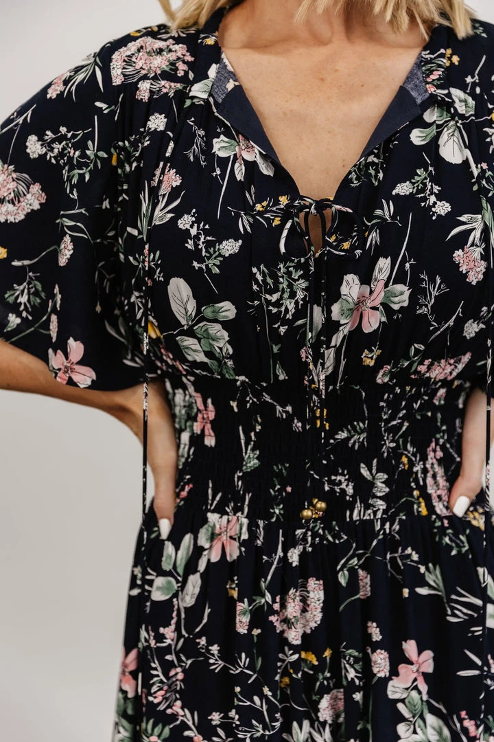 BB Custom Dresses Spell Boho Midi Dress | Navy Floral 2 BB Custom Dresses Spell Boho Midi Dress | Navy Floral