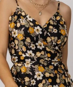 BB Custom Steffi Tulip Wrap Dress | Black Floral