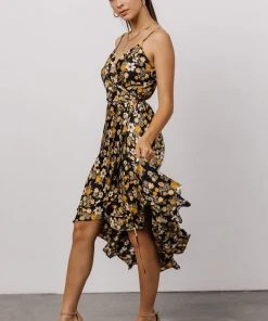 BB Custom Steffi Tulip Wrap Dress | Black Floral