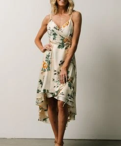 BB Custom Steffi Tulip Wrap Dress | Ivory Floral Dresses