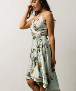 BB Custom Dresses Steffi Tulip Wrap Dress | Light Sage Floral
