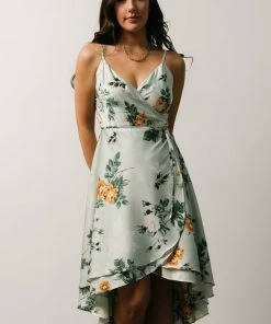 BB Custom Dresses Steffi Tulip Wrap Dress | Light Sage Floral