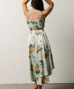 BB Custom Dresses Steffi Tulip Wrap Dress | Light Sage Floral