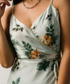 BB Custom Dresses Steffi Tulip Wrap Dress | Light Sage Floral