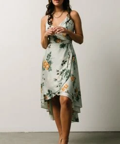 BB Custom Dresses Steffi Tulip Wrap Dress | Light Sage Floral