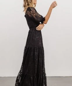BB Custom Stella Smocked Lace Maxi Dress | Black Dresses