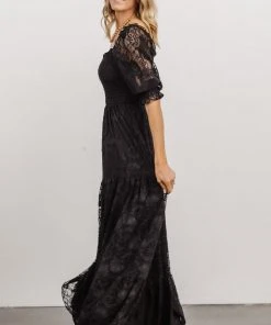 BB Custom Stella Smocked Lace Maxi Dress | Black Dresses