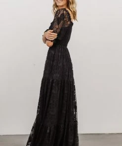 BB Custom Stella Smocked Lace Maxi Dress | Black Dresses