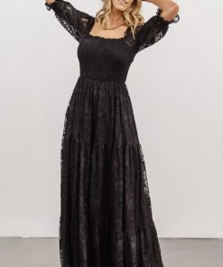 BB Custom Stella Smocked Lace Maxi Dress | Black Dresses