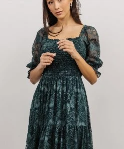 BB Custom Dresses Stella Smocked Lace Maxi Dress | Deep Topaz 10 BB Custom Dresses Stella Smocked Lace Maxi Dress | Deep Topaz