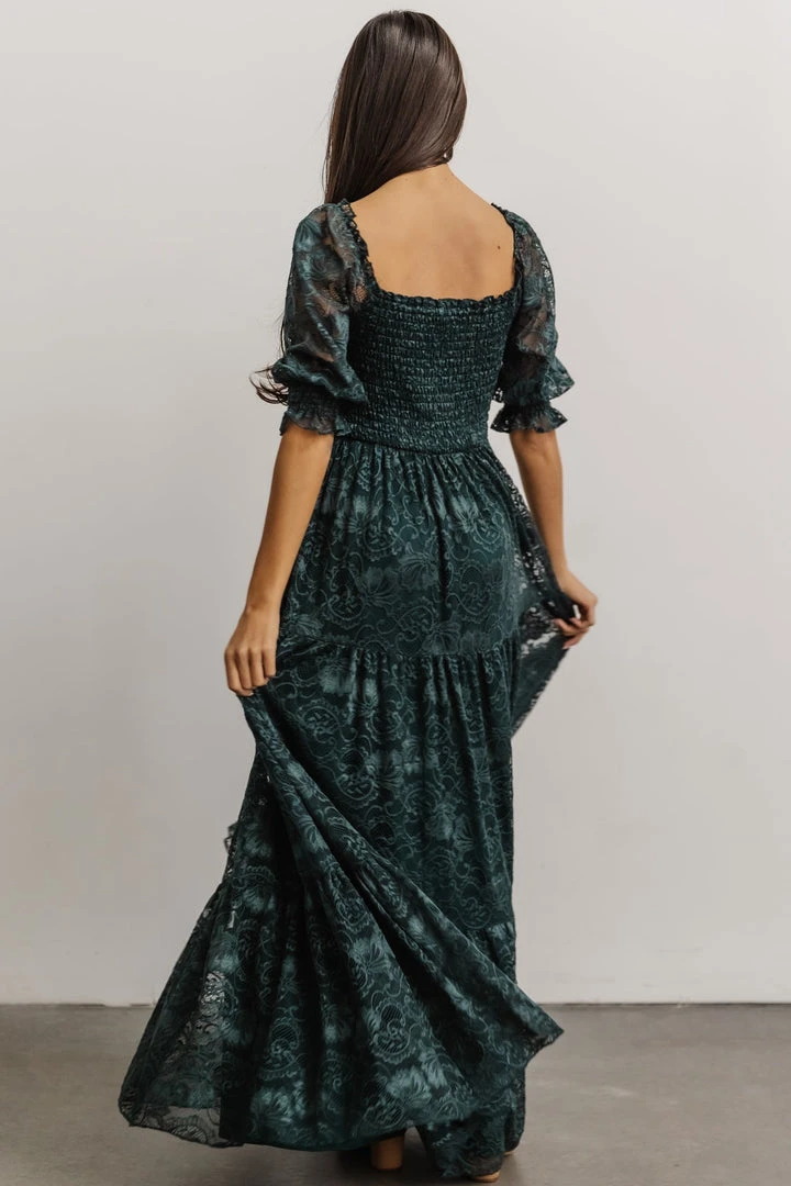 BB Custom Dresses Stella Smocked Lace Maxi Dress | Deep Topaz 6 BB Custom Dresses Stella Smocked Lace Maxi Dress | Deep Topaz