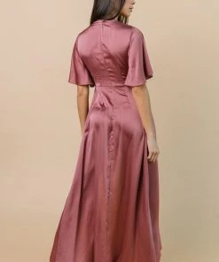 DD Stina Satin Maxi Dress | Dark Rose Dresses