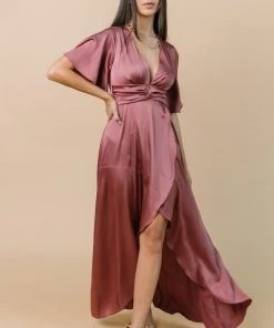 DD Stina Satin Maxi Dress | Dark Rose Dresses