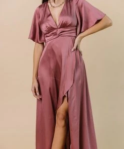 DD Stina Satin Maxi Dress | Dark Rose Dresses