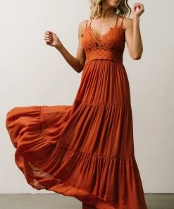 FT Summerlin Lace Top Maxi Dress | Rust