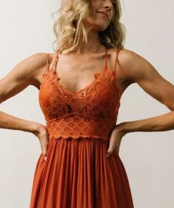 FT Summerlin Lace Top Maxi Dress | Rust