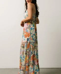 AK Dresses Suzanna Tiered Maxi Dress | Ivory + Multi Floral
