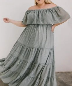 BB Custom Dresses Swiss Dot Maxi Dress | Sage