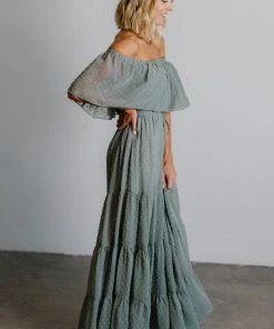 BB Custom Dresses Swiss Dot Maxi Dress | Sage