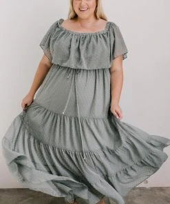 BB Custom Dresses Swiss Dot Maxi Dress | Sage