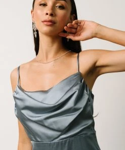 SL Sydney Satin Gown | Dusty Blue Dresses