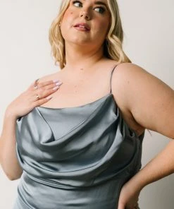 SL Sydney Satin Gown | Dusty Blue Dresses