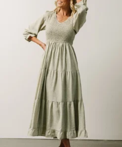 POL Tarryn Smocked Midi Dress | Dusty Olive Floral